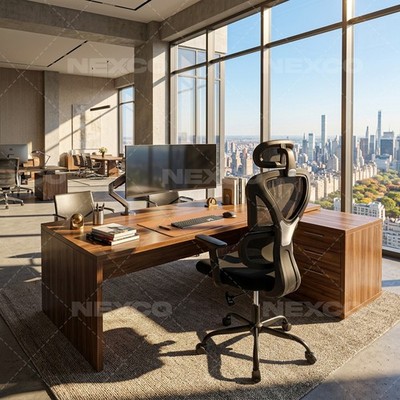 Home Office Schreibtisch Stuhl Computer Arbeitszimmer drehbar schwarz verstellbar hohe Rückenlehne