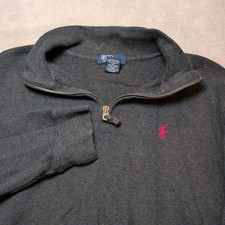 Polo Ralph Lauren Boys 3/4 Quarter Zip Pullover Sweater Gray Cotton Size M 12-14