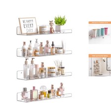 Versatile 15" Wall Organizer - Clear Floating Shelves for Every Room - 4 Pack