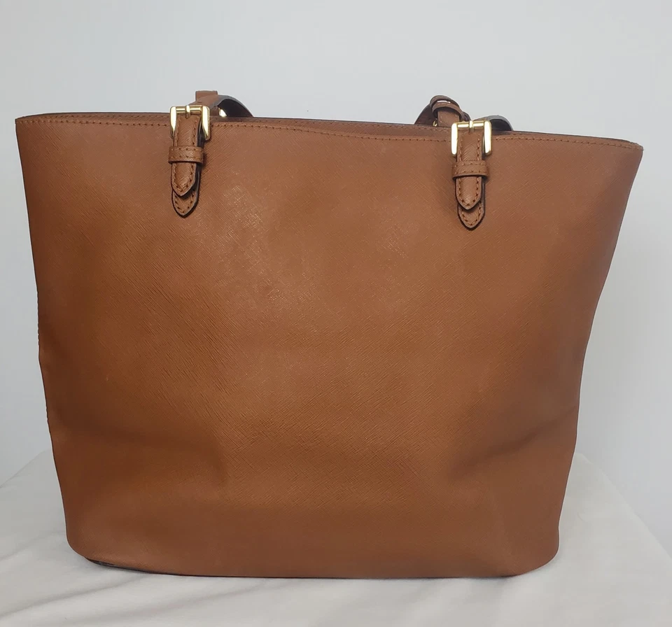 Michael Kors Jet Set Saffiano Bolso Grande Cuero Marrón Hermoso Foto 2 de 4