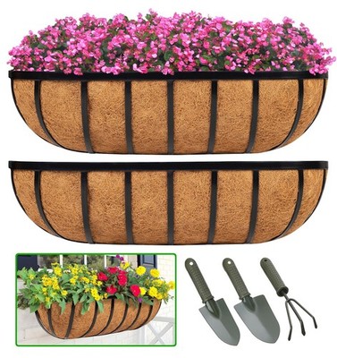 LCHUANG Railing Planter Window Box - 2 Pack 30 Inch Deck Balcony Rail Planter...