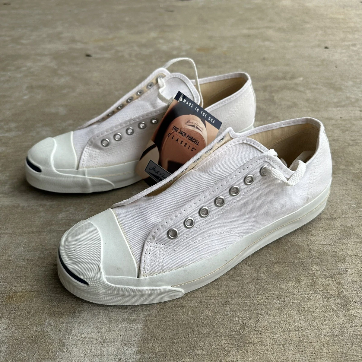 Vintage Converse Jack Purcell Ivory Canvas Men's 11 Made in USA *New Old Stock*