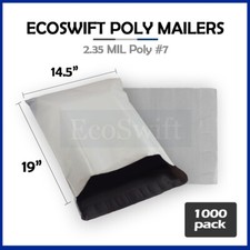 1000 14.5 x 19 EcoSwift White Poly Mailers Shipping Envelopes Seal Bags 2.35 MIL