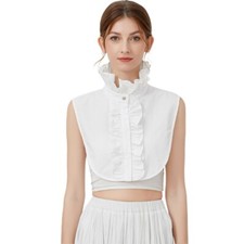Women Detachable Dickey False Collar Retro Victorian Ruffle Mock Neck Half Shirt