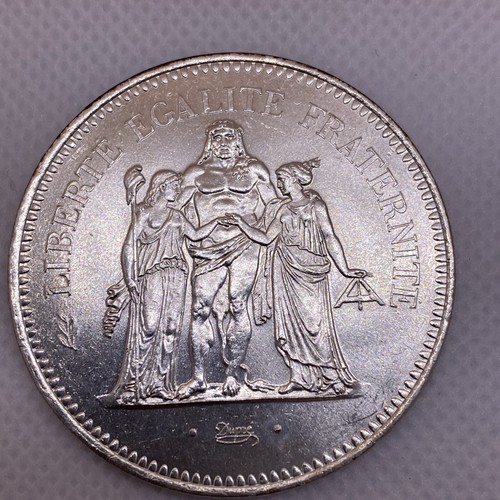 1976 France 50 Francs Silver Coin 50 Fr. Uncirculated Silver Coin #1287-10 - Picture 9 of 16