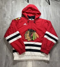 Vintage Apex One NHL Chicago Blackhawks 1/4 Zip Pullover Puffer Jacket Small (M)