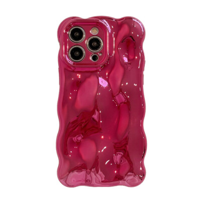 For iPhone 15 Pro Max/14 Pro Wavy Edges Bubble Shockproof Solid Color Phone Case