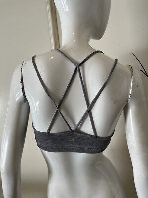 GAPFIT Heather Grey SOFT! Lyocell Strappy Criss Cross Cropped Tank Bra Top Sz S