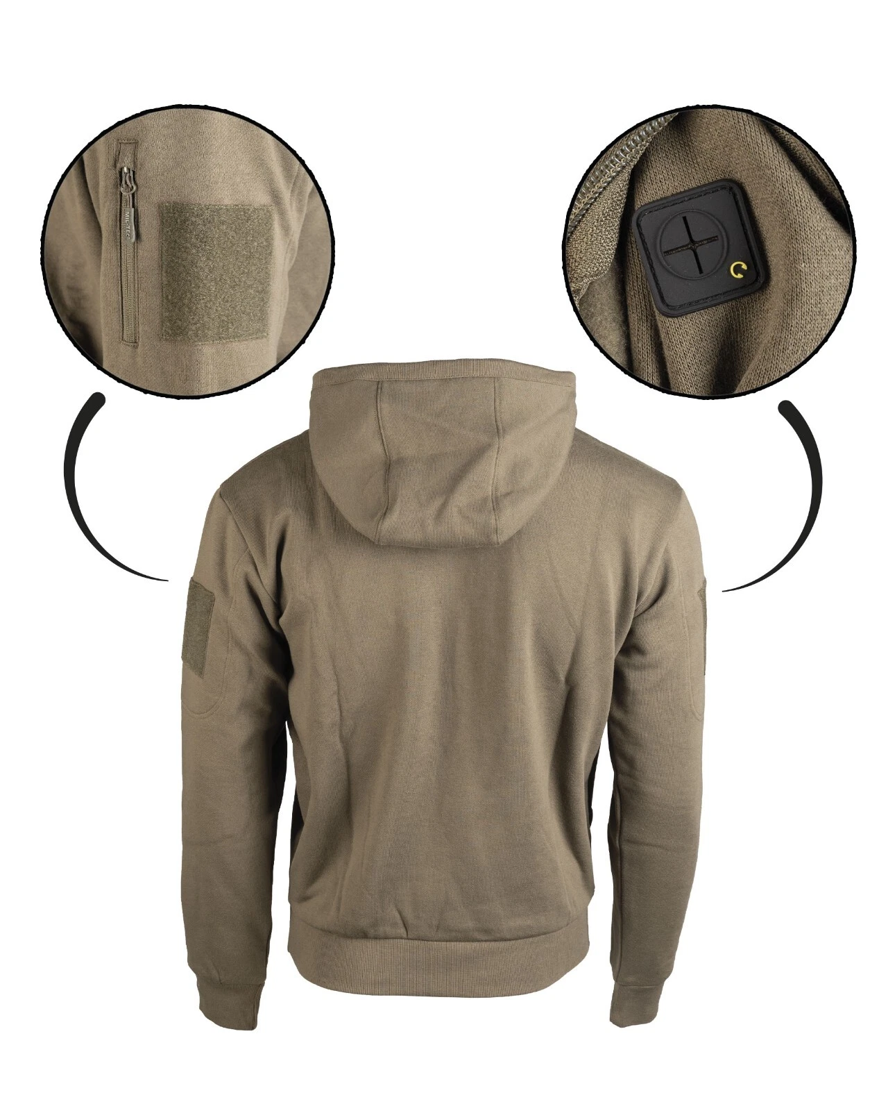 SACAI Felpa con cappuccio tattica Mil Tec con borsa per canguro oliva taglia 2XL