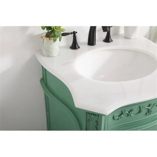 Elegant Decor Berkshire 24" Solid Wood and MDF Single Bathroom Vanity in Mint - Picture 4 of 8