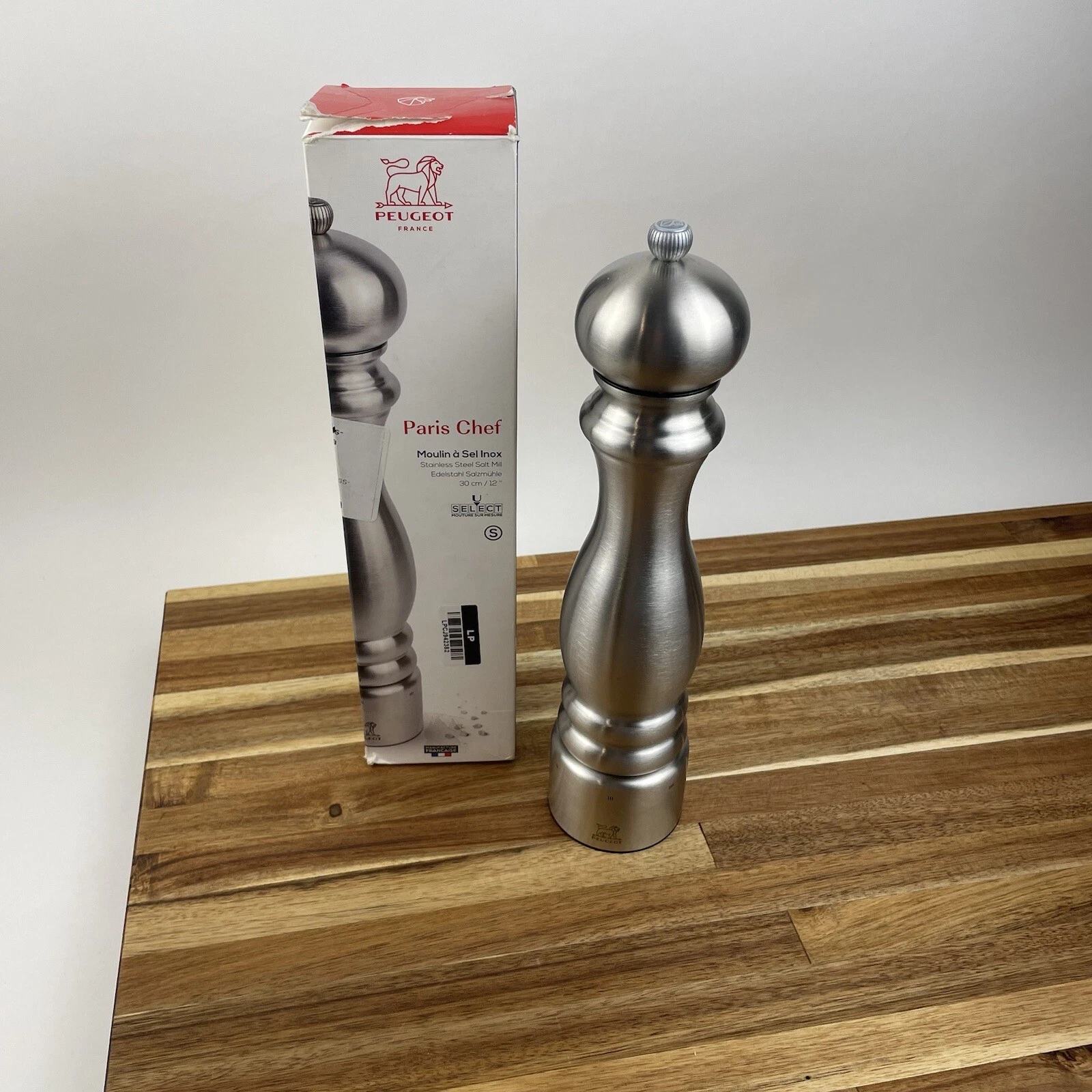 Peugeot Paris Chef Stainless Steel U Select Salt Mill Grinder 12” Flaws NIB