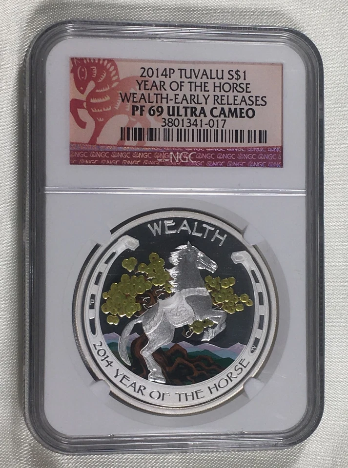 2014 P Tuvalu $1 Year of the Horse. Wealth-Early Release. PR69. Ultra Cameo. - Image 2 of 4