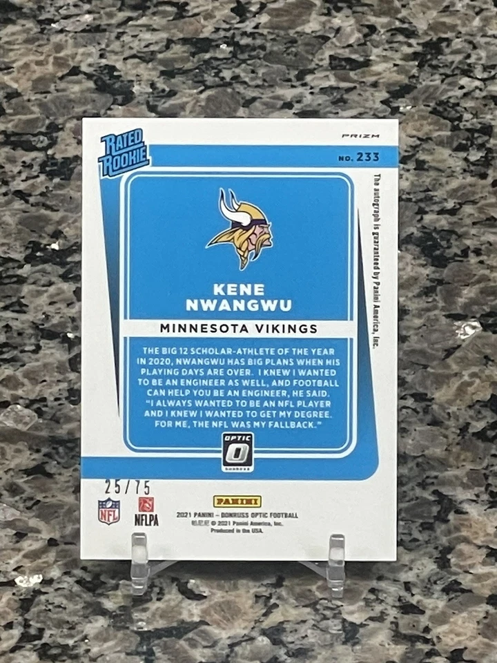 2021 Panini Donruss Optic Kene Nwangwu Red /75 On Card Auto - Image 2 of 2