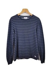 Mens Jack  Jones Size M/L Black Mix Striped Long Sleeve Round Neck Jumper