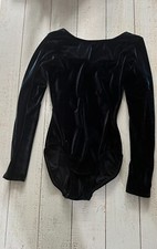 Black Dark Green Long Sleeve Scoop Neck Leotard Size Small Adult Petite