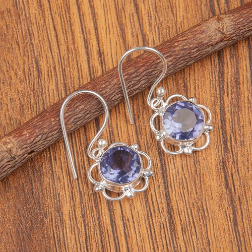 Iolite Gemstone 925 Sterling Silver Earring Handmade jewelry Earring Gift - Picture 2 of 3