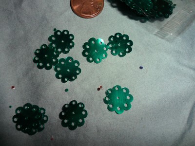 Vintage Teal Green Metallic Carnation Sequins - Approximately 50 Sequins