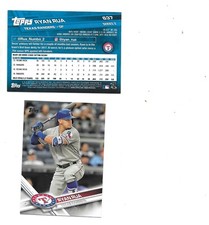Ryan Rua 2017 Topps Baseball Card #637 Texas Rangers 2 card Lot