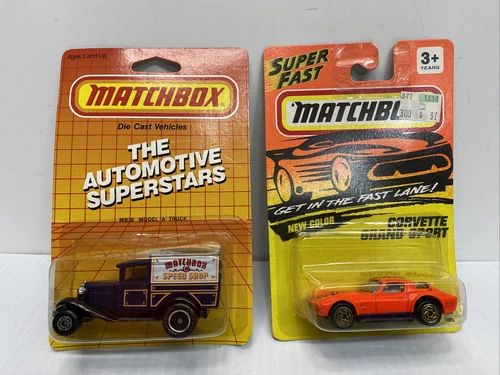 Vintage Matchbox Cars 1987 MB38 Model A Truck & 1993 Corvette Grand Sport