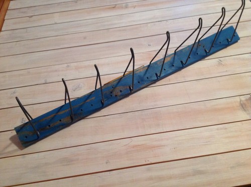 Vtg CAR  belt/hose DISPLAY RACK~ Farmhouse /Industrial  Shabby rack 36x2