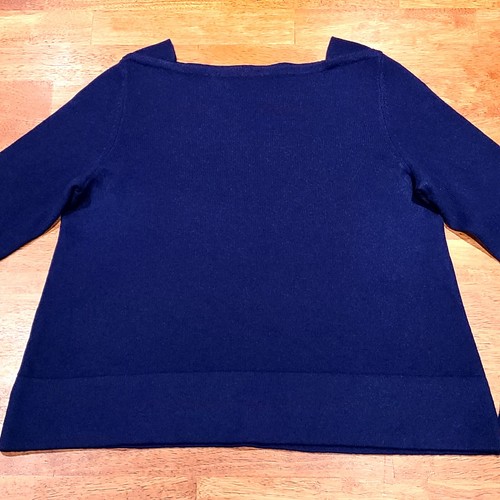 MM Lafleur Kendal Cashmere Sweater Cropped Square Neck Sz XS Indigo Blue - Picture 4 of 13