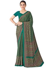 Women's Crepe Ethnic Motif Printed Saree With Unstitched Blouse Piece