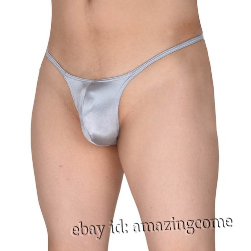 Men Shiny Micro Thong Underwear Male Penis Pouch String Tangas Lingerie T-Back - Picture 5 of 15
