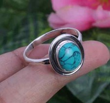 Turquoise Ring Solid 925 Silver Handmade Birthday Women Ring All Size SR423