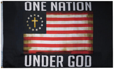 One Nation Under God Betsy Ross Cross Vintage 100D 3'x5' Woven Poly Nylon Flag