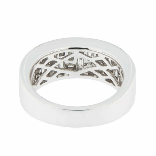 Baguette-Square Lab Created Diamond Channel Set Half Eternity Silver Band Ring - Picture 6 of 6
