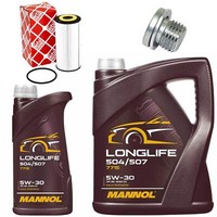 MotoröL Filter Set Mannol 5W30 API SN 6 Liter + Schraube FüR VW Passat Tiguan