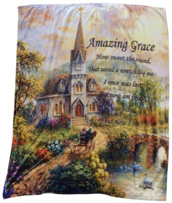 Amazing Grace Inspirational Plush Throw Blanket 50''x60''