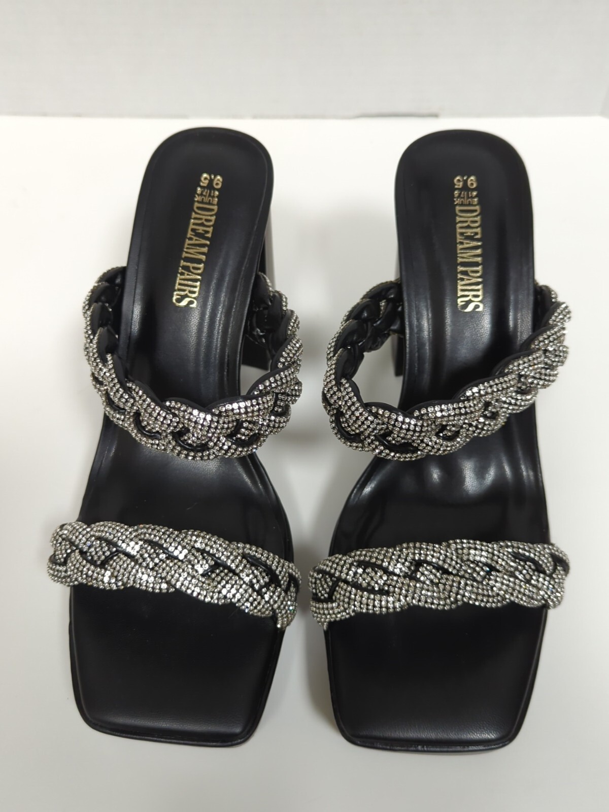 Dream Pairs Ladies Sz 9.5 Chic Rhinestone Slip On Block Heel Chunky Soles... image 2