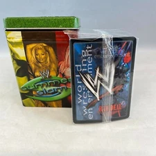 WWE RAW DEAL CCG 2004 SUMMER SLAM Collectible Tin & Sealed Pack of 4 FOIL CARDS