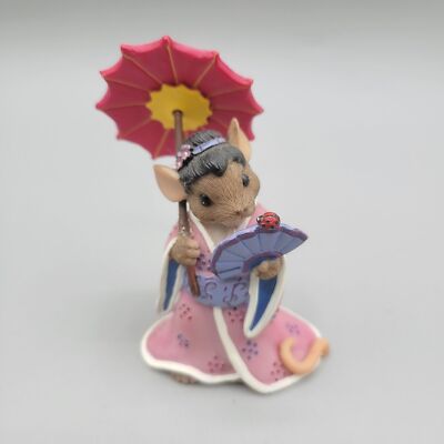 Charming Tails You're Fantastic Figurine 89/357 Geisha Asian Parasol Fan AS IS