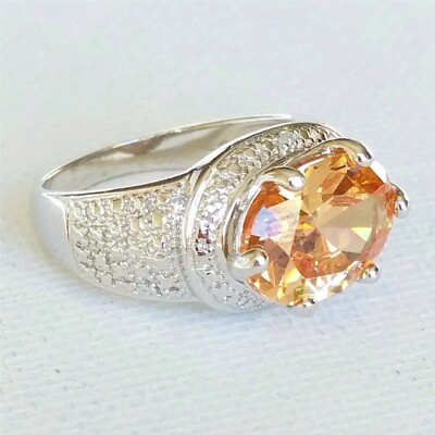 Ross Simons Ring Champagner Citrin Edelstein Sterlingsilber 925 Damen Gr. 9 1/4