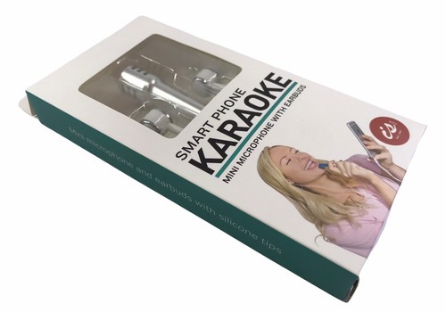 IS GIFT SMART PHONE KARAOKE Mini Microphone with Earbuds Sing/Record - Silver - Picture 3 of 3