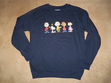 NEW, JUNIOR LADIES NAVY BLUE PEANUTS SNOOPY THE GANG SWEATSHIRT, SIZE XS 0-2