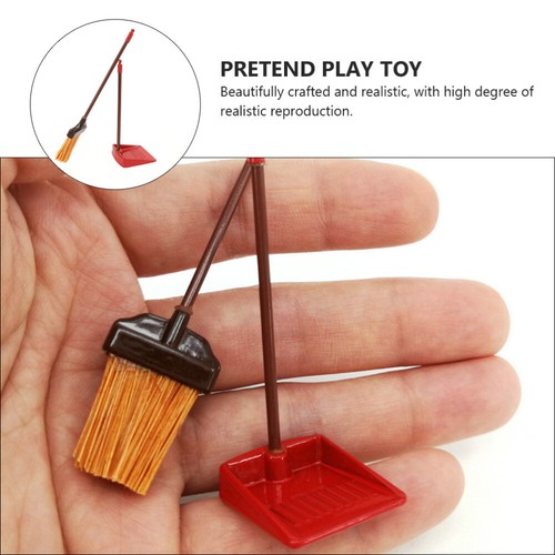 1 Set Miniature Broom and Dustpan Decoration Kid's Pretend (Red) - Picture 4 of 12