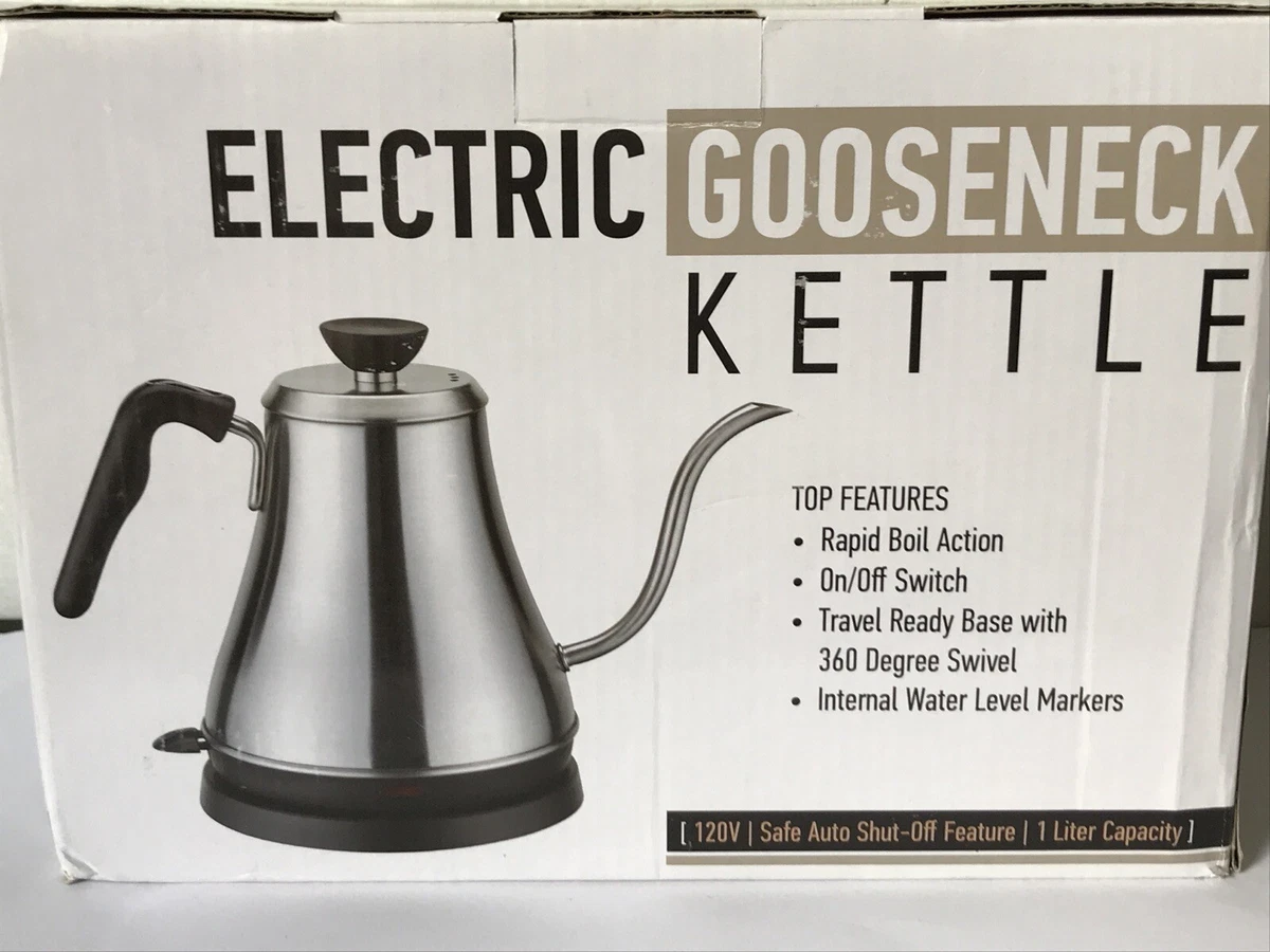 Electric Gooseneck Kettle - 1L, 120 Volt, Stainless Steel for coffee tea