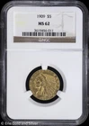 1909 $5 Gold Indian Head Half Eagle NGC MS 62 | Uncirculated UNC