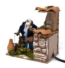 Pastore per Presepe in Movimento Il Girarrosto Statuina Terracotta 10 cm