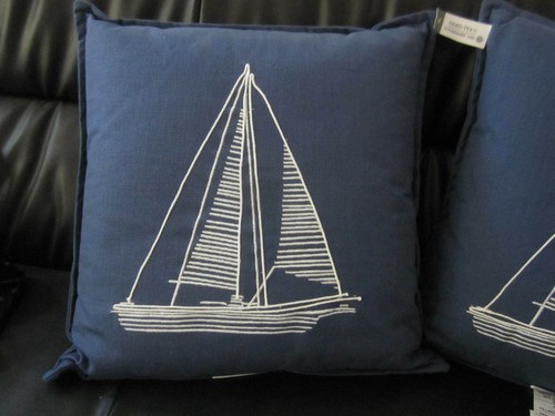 New - Target Throw Pillows - Set of 2 - Blue Sail Embroidered Pillows - 18 x 18 - Picture 2 of 5