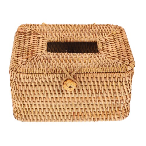 Caja de pañuelos de ratán moderno soporte facial dama contenedor de papel creativo - Imagen 4 de 12