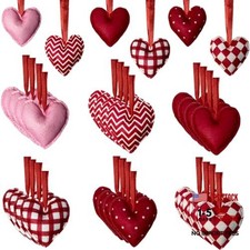 30 Pcs Valentines Felt Heart Ornaments Red Pink Hanging Decorations for Tree