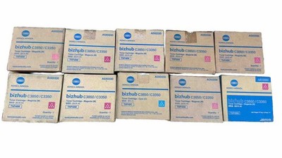 10 Pk - Konica Minolta TNP48 Toner Cyan Magenta Bizhub C3850/3350 A5X0330 / 430