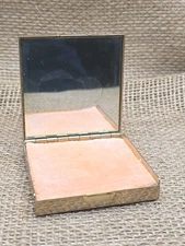 Vintage Gold Tone Mirrored Powder Compact with Puff and Screen
