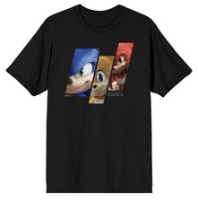 Sonic The Hedgehog Miles, Knucles,3 Panel Character   T-Shirt New