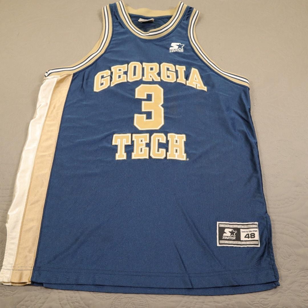 Vintage Georgia Tech Yellow Jackets Jersey Mens 48 NCAA Basketball Starter 90s