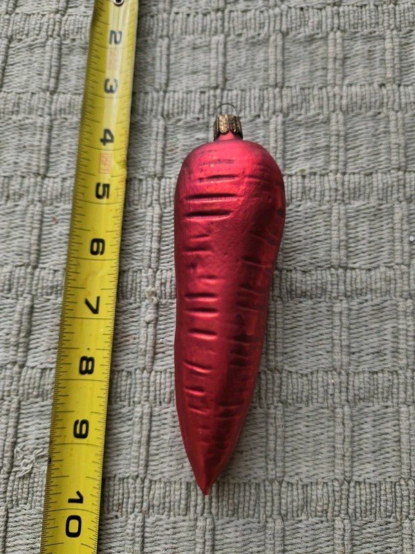 Vintage Christmas Glass Carrot Ornament